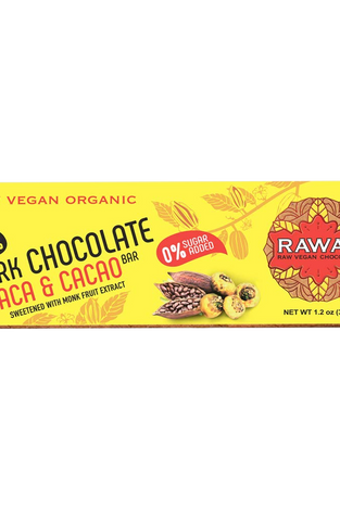 Raway Vegan Dark Chocolate Keto 80 Dark Chocolate Maca Cacao Bar