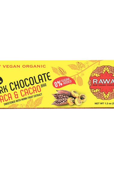 Raway Vegan Dark Chocolate Keto 80 Dark Chocolate Maca Cacao Bar